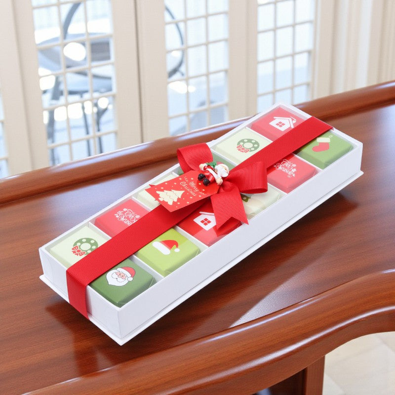 Christmas designed premium chocolate 12P view top hard box