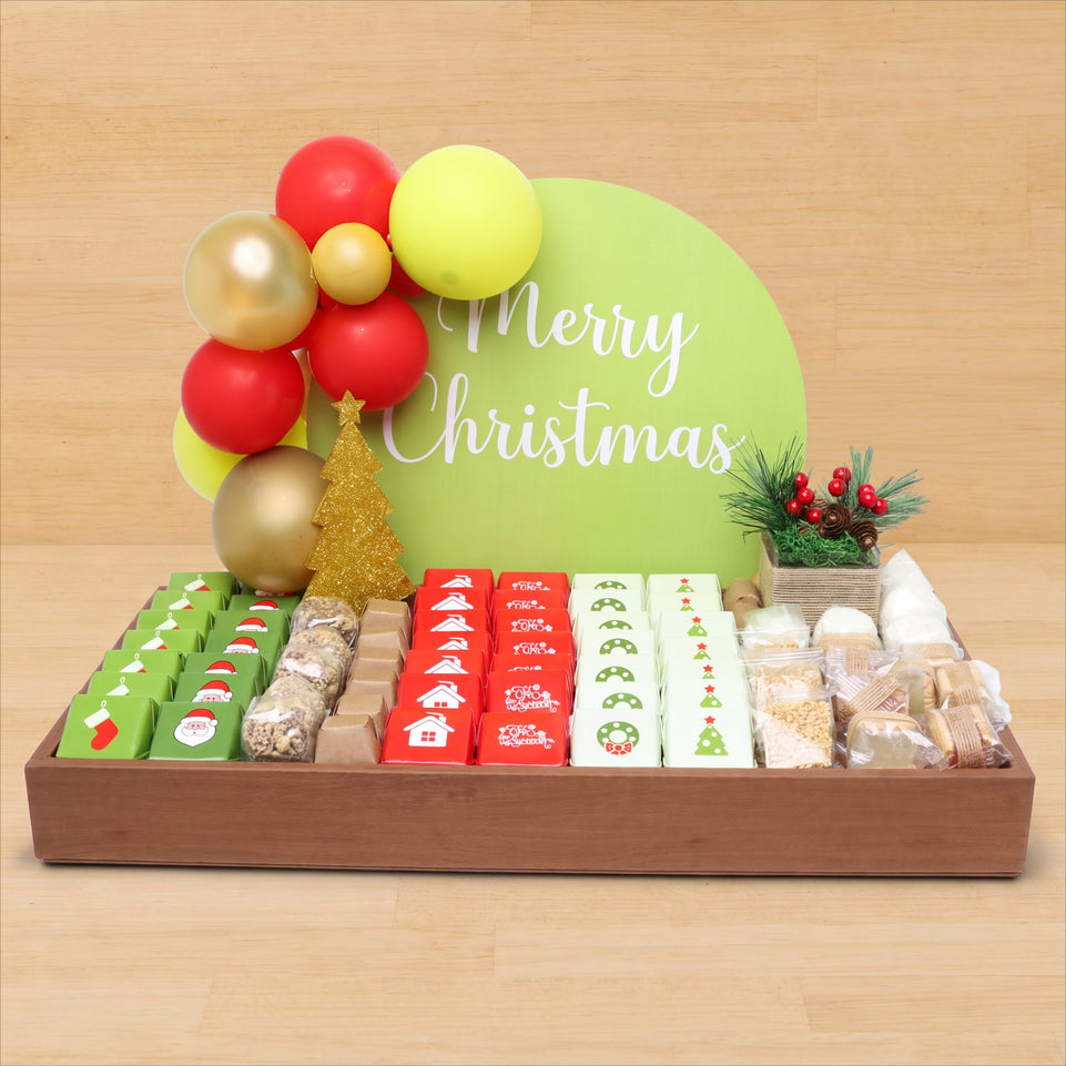 Christmas decorated premium chocolate & sweets medium leather tray