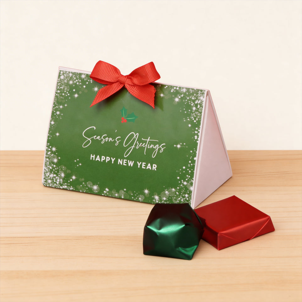 Set of 20 Season's greetings designed premium chocolate triangle box giveaway