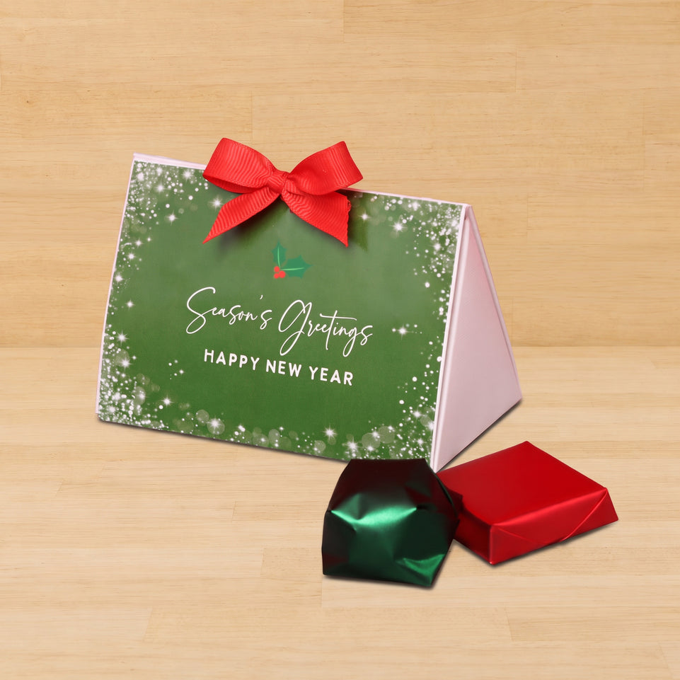 Set of 20 Season's greetings designed premium chocolate triangle box giveaway