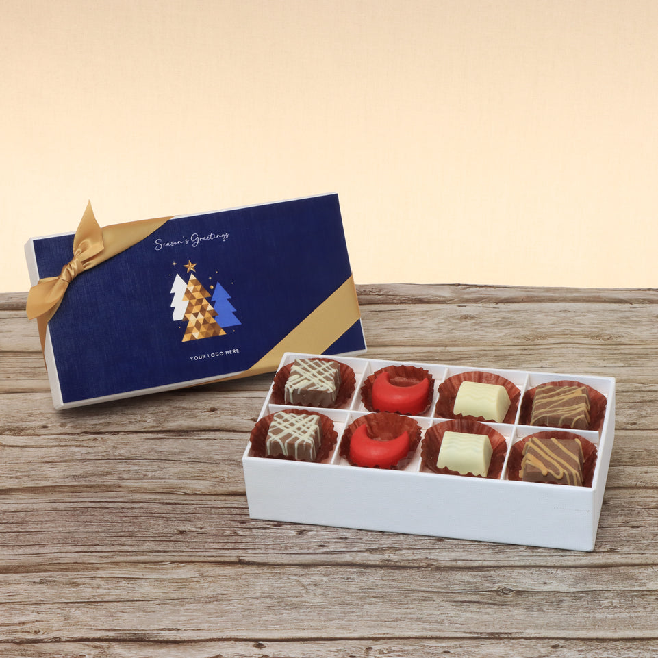 Set of 6 corporate customized season's greetings designed premium chocolate 8p hard box