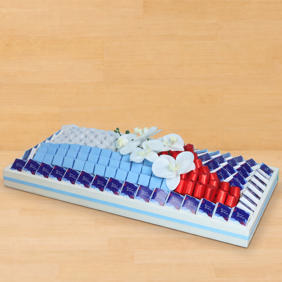 Season's greetings designed premium chocolate large leather tray