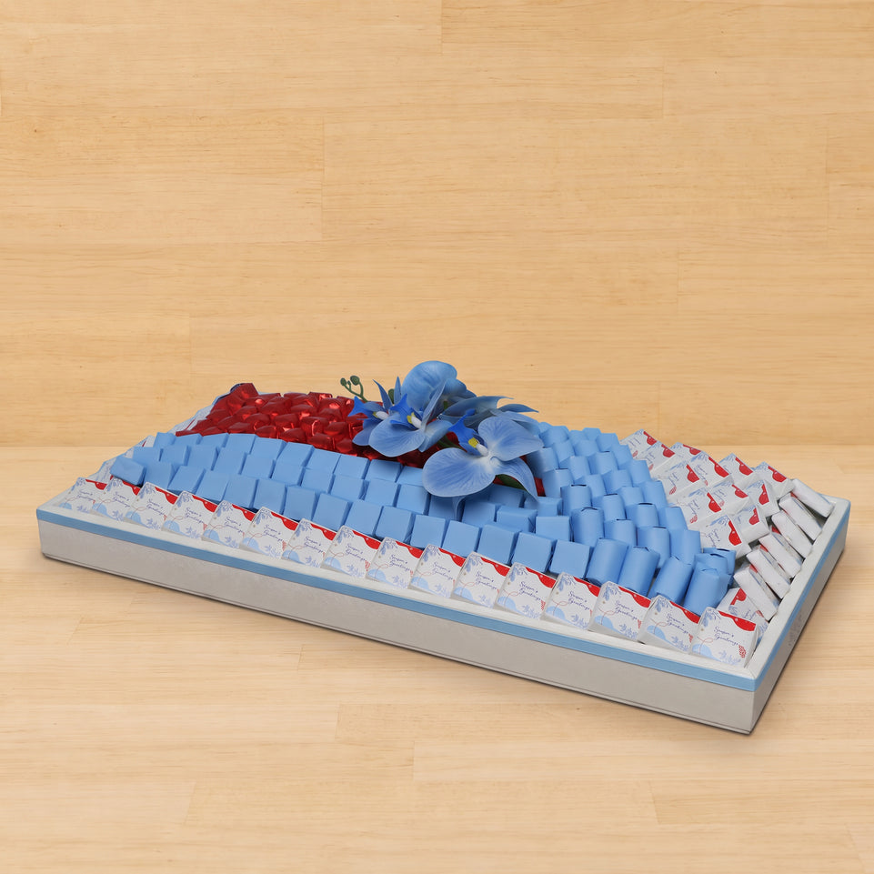 Season's greetings designed premium chocolate large leather tray