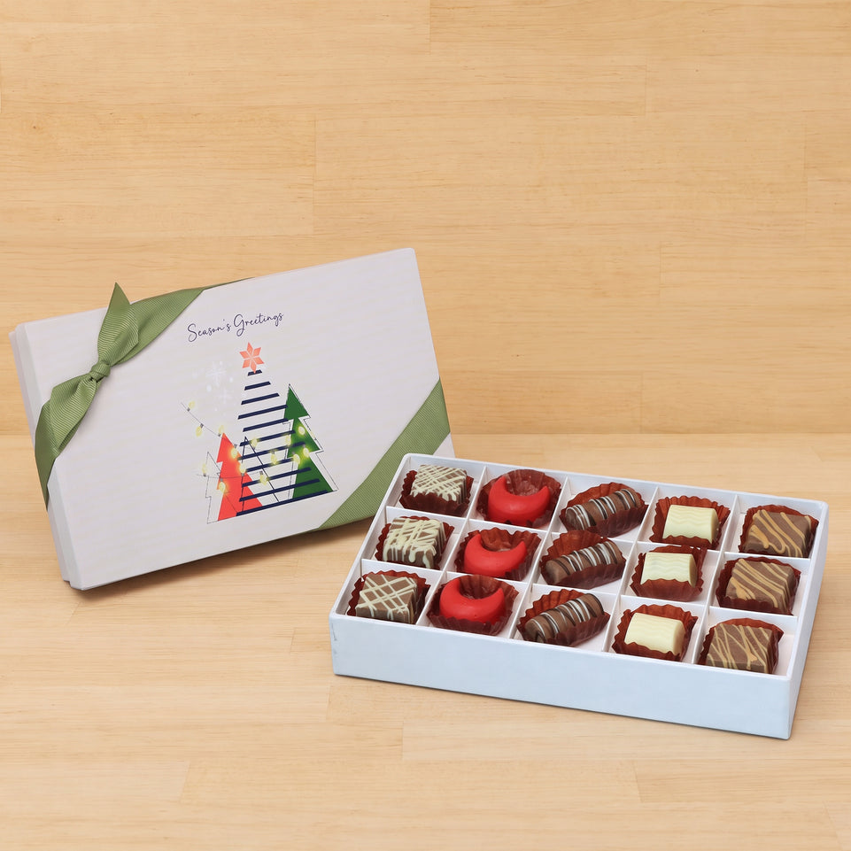 Season's greeting designed premium chocolate 15p hard box