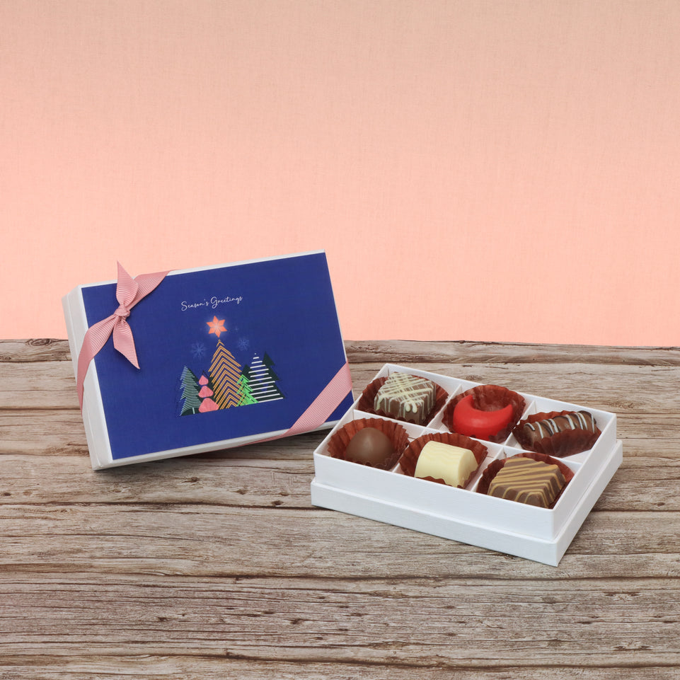 Set of 8 season's greeting designed premium chocolate 6p hard box