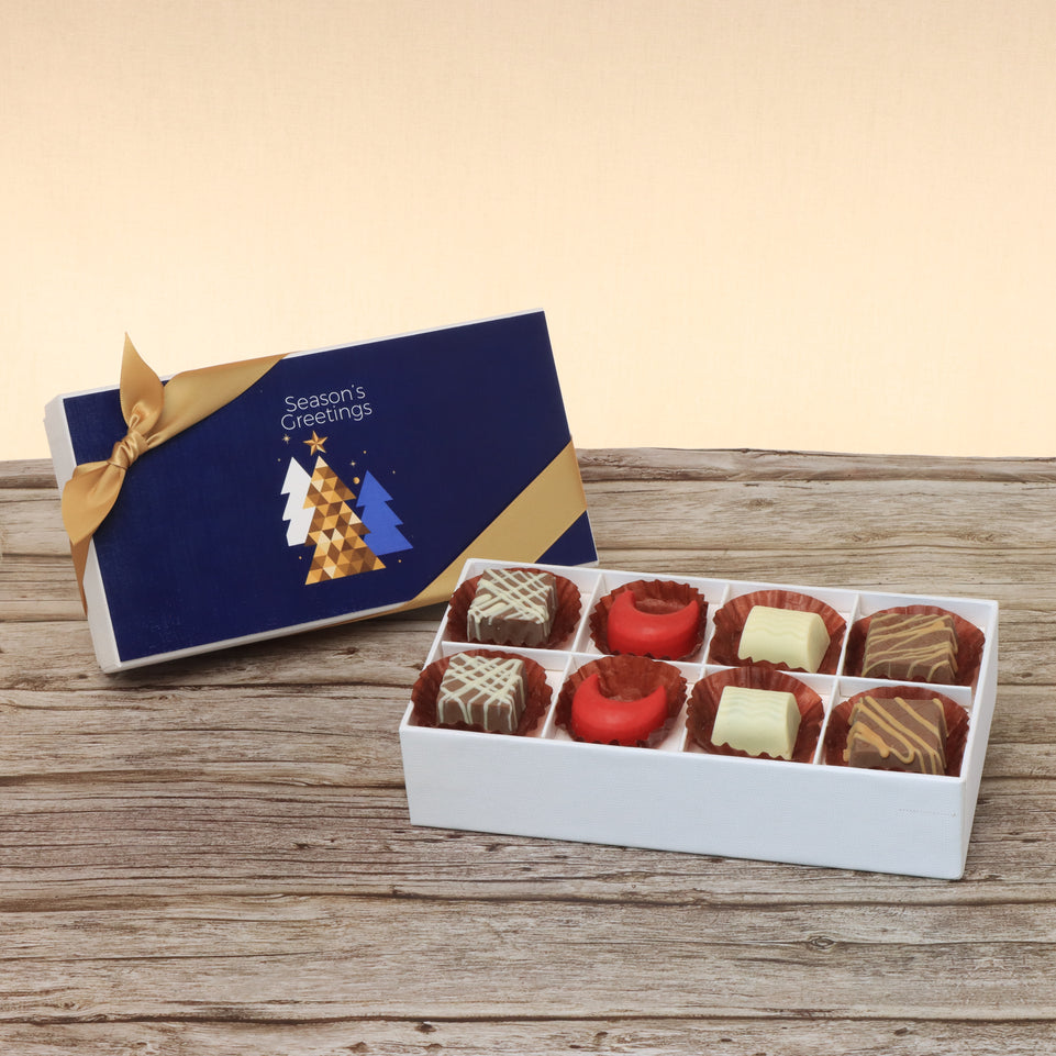 Set of 6 season's greeting designed premium chocolate 8p hard box