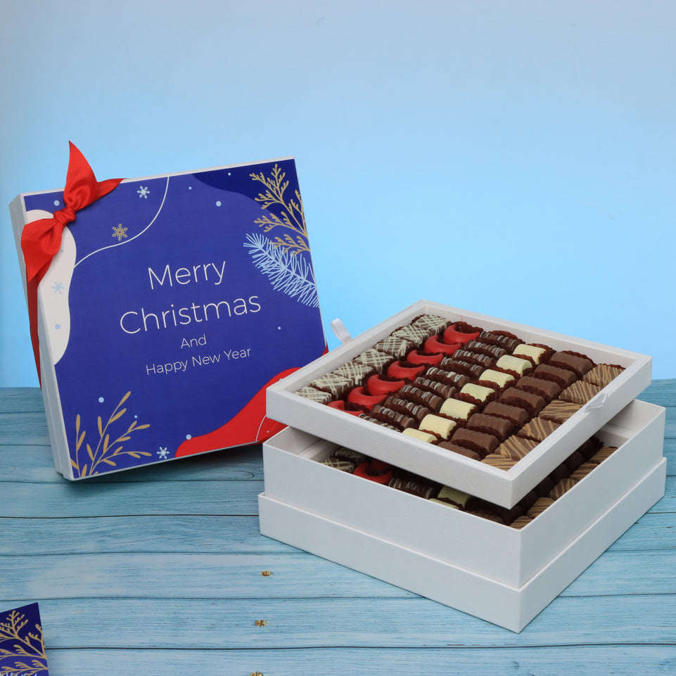 Merry christmas designed premium chocolate 2-layer hard box
