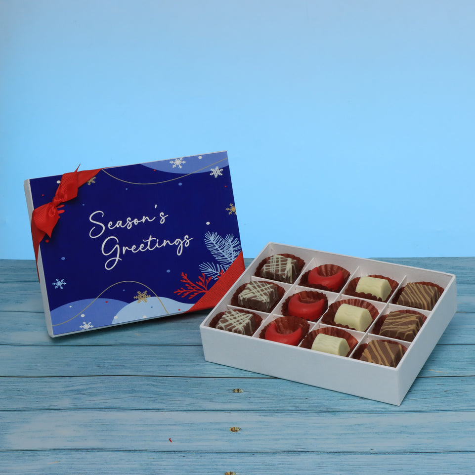 Season's greetings designed premium chocolate 12p hard box