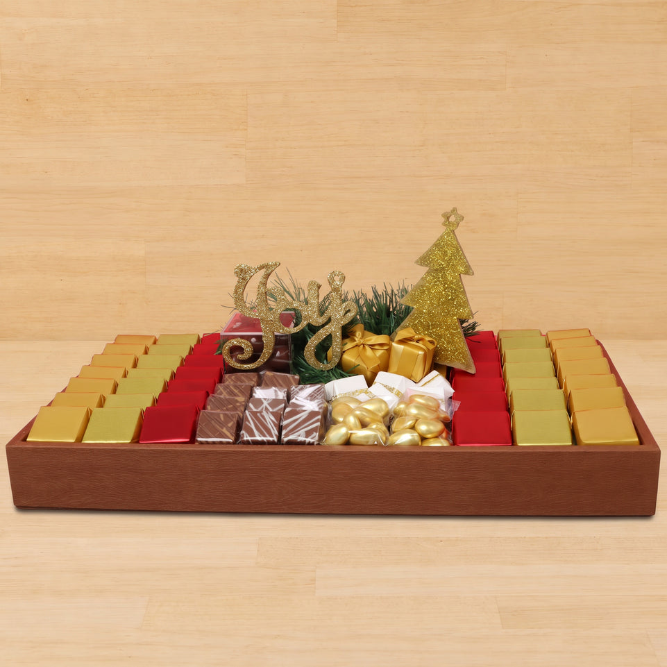 Christmas joy acrylic decorated chocolate medium leather tray