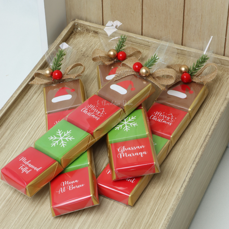 Set of 20 Christmas personalized premium chocolate giveaway