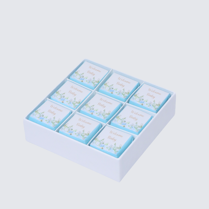 Baby boy flower designed 9-piece chocolate hard box