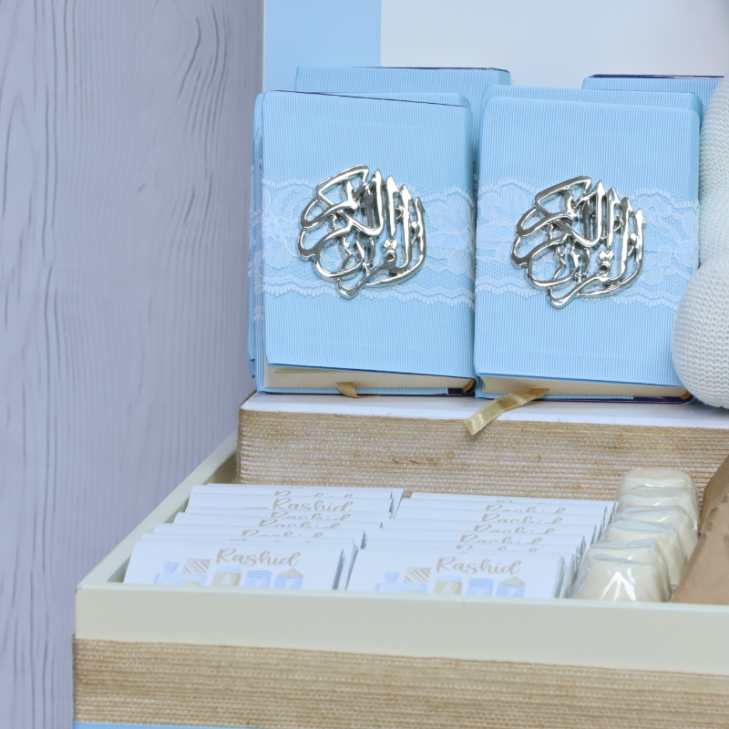 Baby teddy theme personalized chocolate wood stand with personalized backdrop.