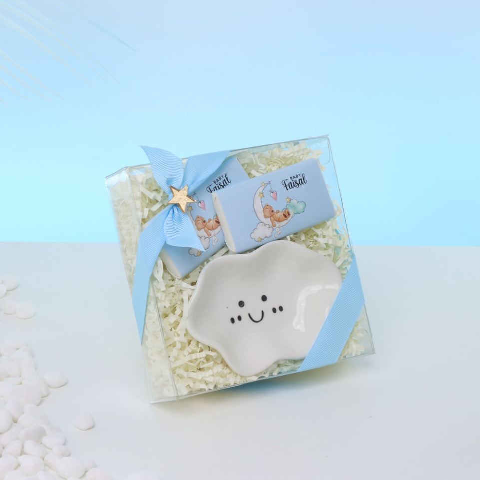 Set of 20 pcs baby boy ceramic cloud plate giveaway