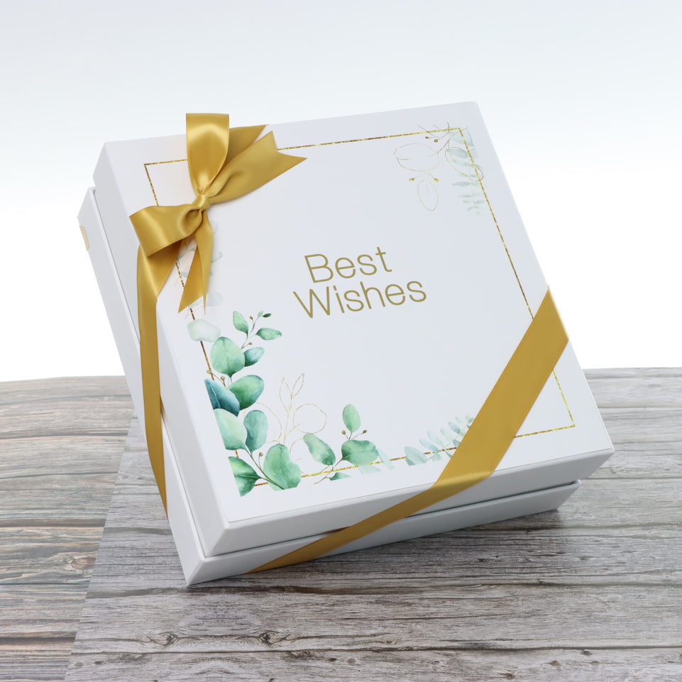 Best wishes eucalyptus designed chocolate hard box