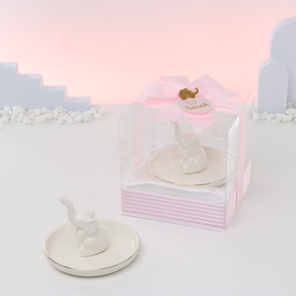 Set of 20 pcs baby girl elephant ceramic plate giveaway