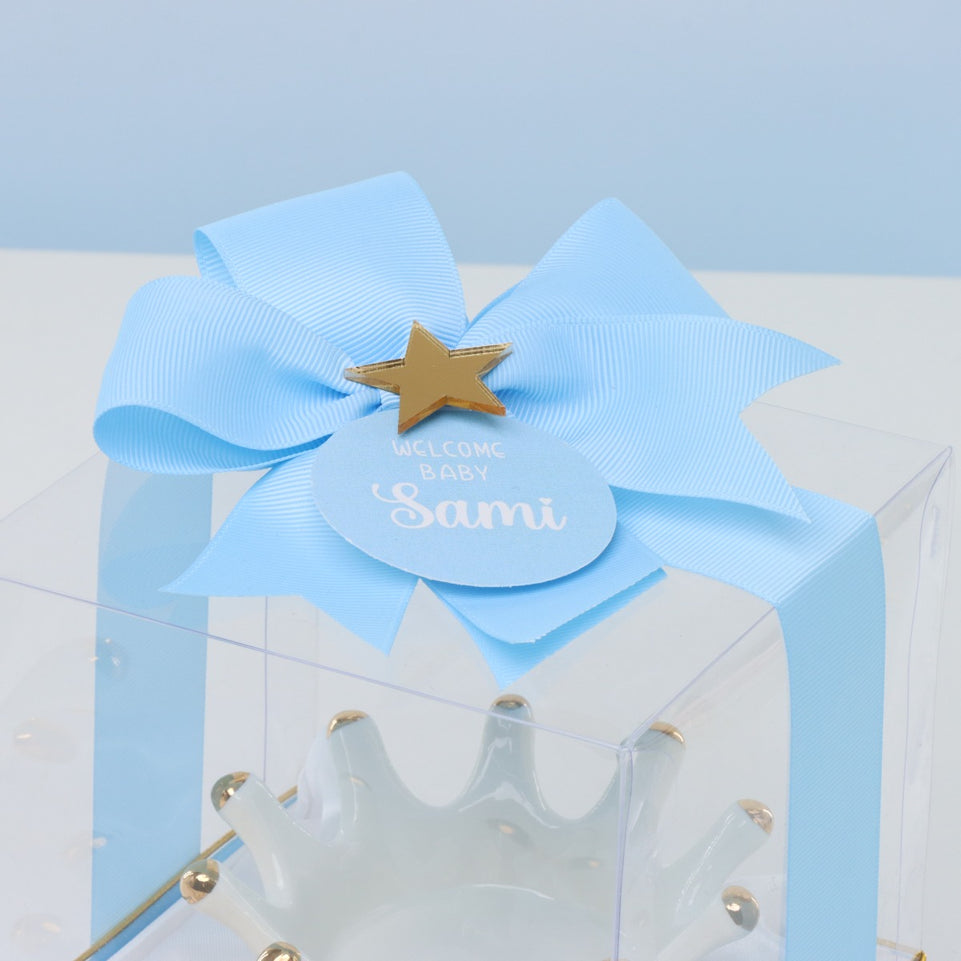 Set of 20 pcs baby boy crown white plate giveaways