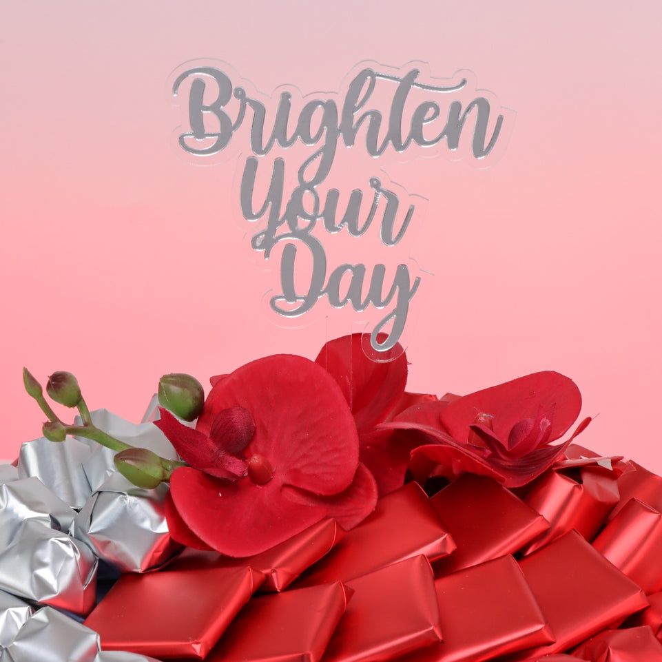 Brighten your day orchid decorated premium chocolate leather round tray