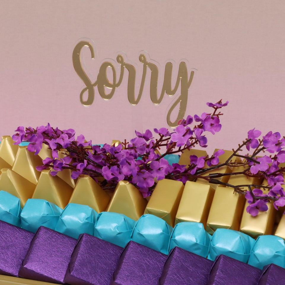 Sorry cherry blossom decorated chocolate medium leather tray