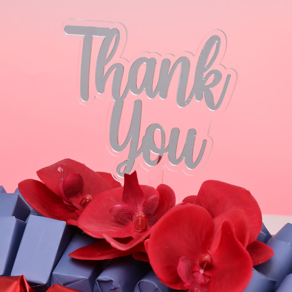 Thank you orchid decorated premium chocolate leather tray