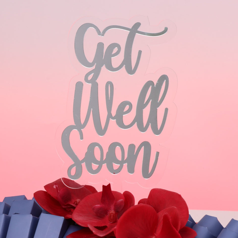 Get well soon orchid decorated chocolate medium leather tray