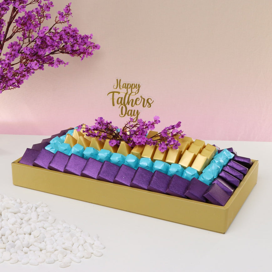 Happy father's day cherry blossom floral decorated chocolate medium leather tray