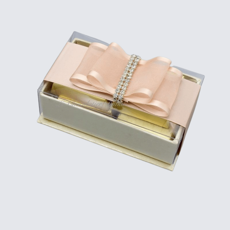 Set of 20 Bridal ribbon decorated chocolate view top box