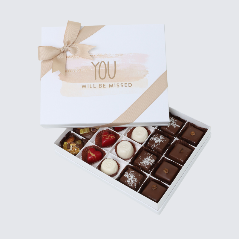 You will be missed designed 20 piece premium chocolate hard box