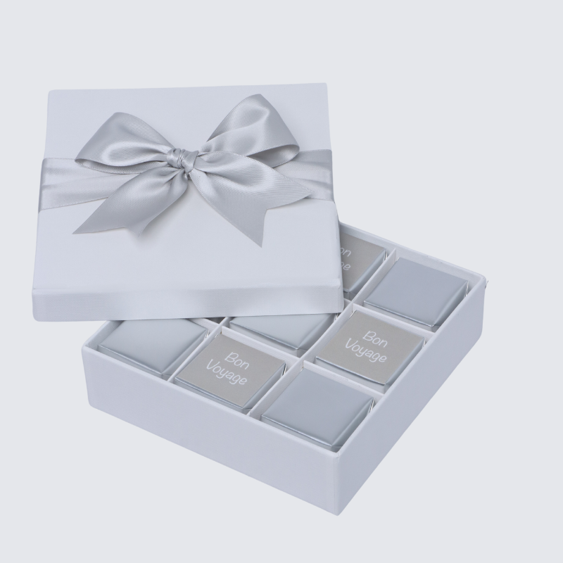 Bon voyage classic silver designed 9 piece premium chocolate hard box