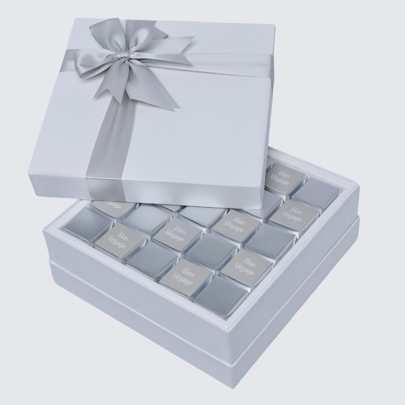 Bon voyage classic silver designed premium chocolate one layer hard box