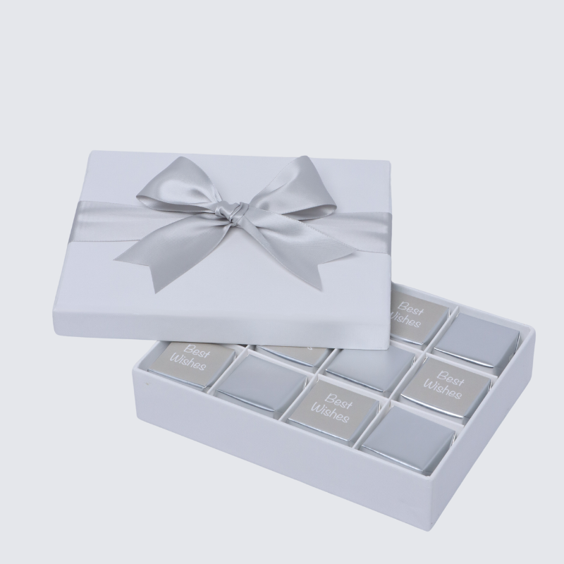 Best wishes silver classic designed 12P premium chocolate hard box
