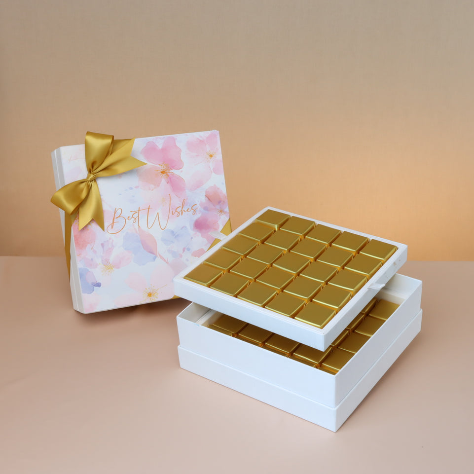 Best wishes pastel designed 50p premium chocolate hard box