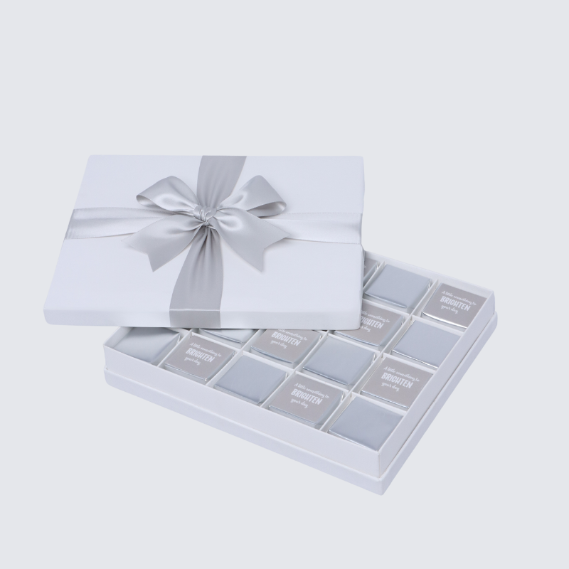 "Brighten your day" classic silver designed 20-piece premium chocolate hard box