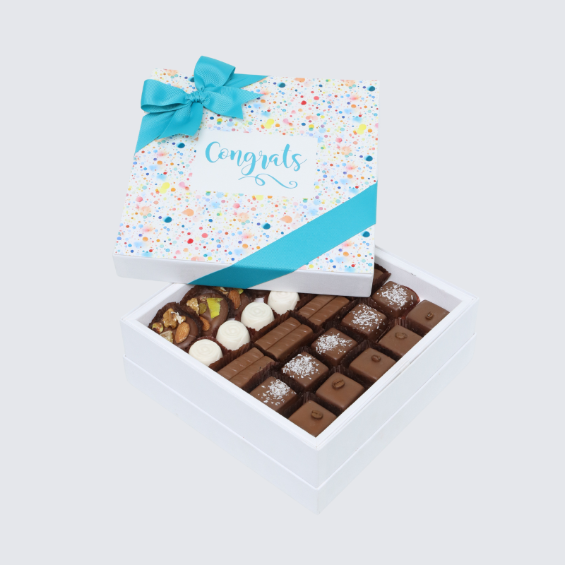 Congrats colored bubble designed chocolate hard box