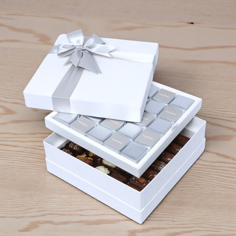 Congratulations classic silver designed chocolate 2-layer hard box