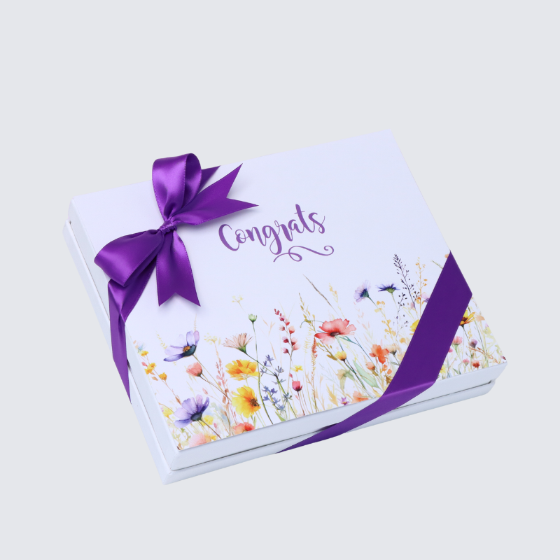 "Congrats" floral designed 20-piece chocolate hard box