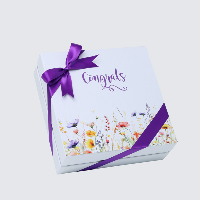 "Congrats" floral designed 50-piece chocolate hard box
