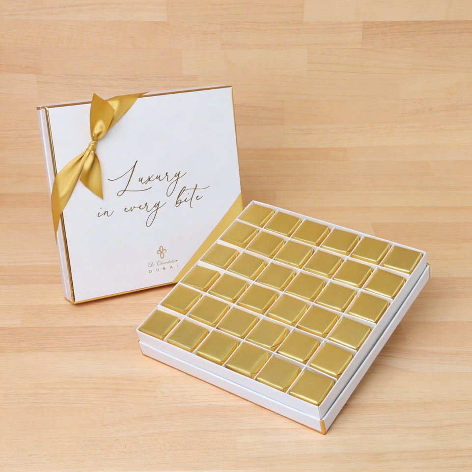Luxury White & Gold designed chocolate 36p hard box
