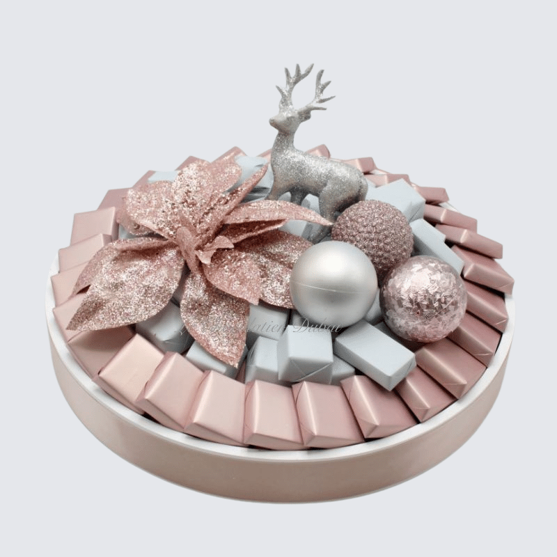 Christmas decorated chocolate leather tray