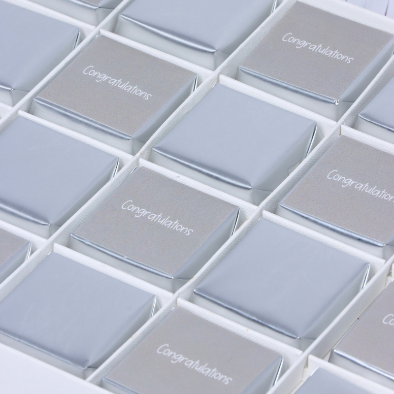 Congratulations classic silver designed chocolate 2-layer hard box