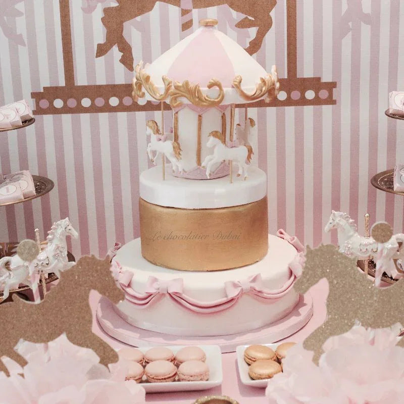 Baby girl carousel theme dessert table