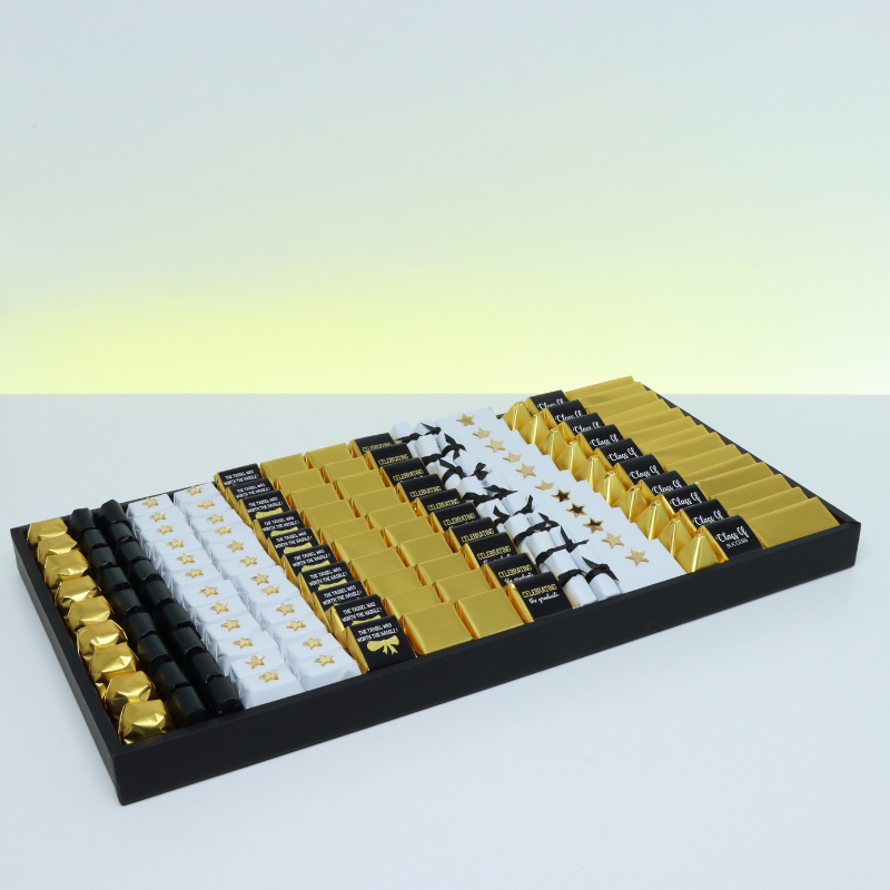 Graduation designed premium chocolate large leather tray