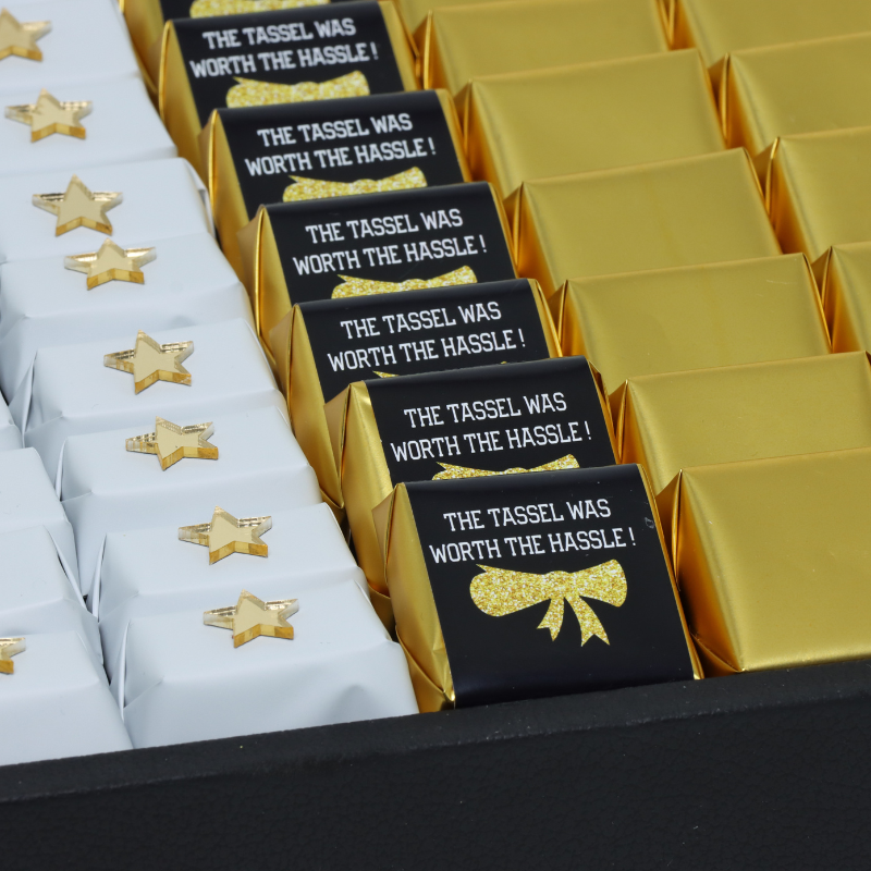 Graduation designed premium chocolate large leather tray