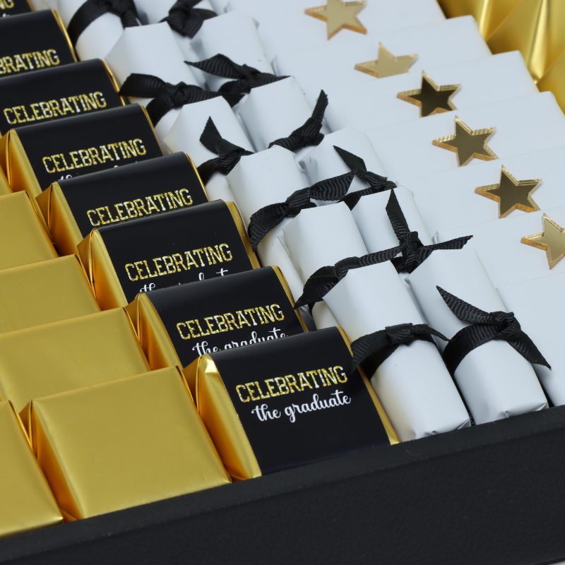 Graduation designed premium chocolate large leather tray