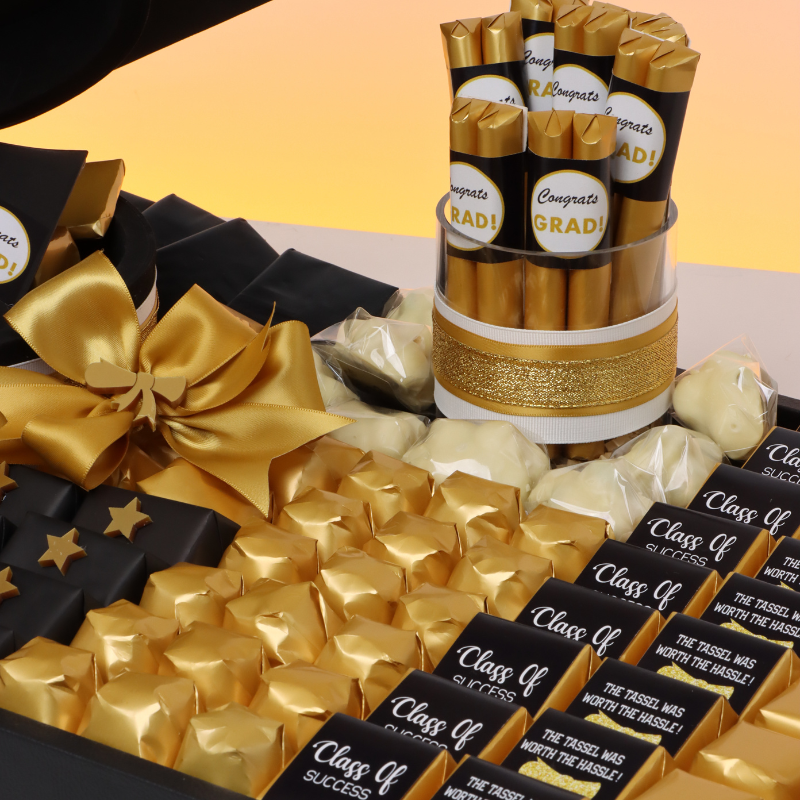 Graduation designed premium chocolate leather large tray