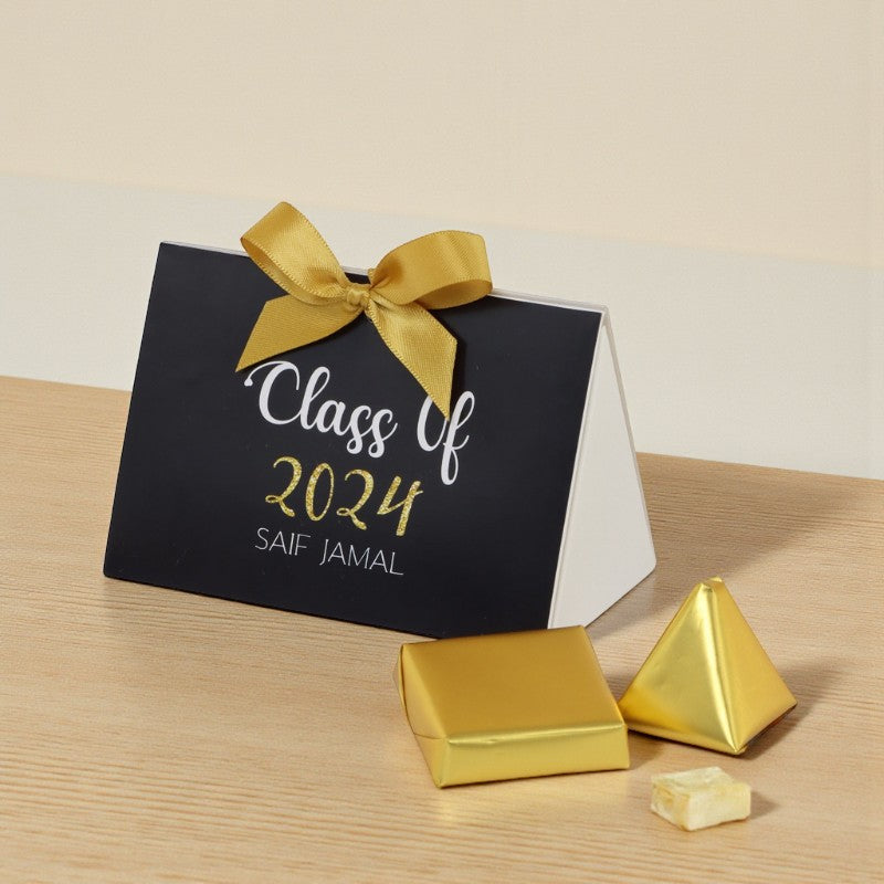 Set of 20 Graduation designed personalized premium chocolate triangle soft box