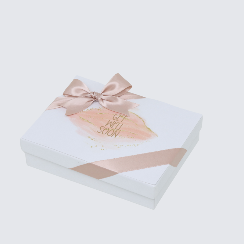 Get well soon stain taupe design 12P premium chocolate hard box