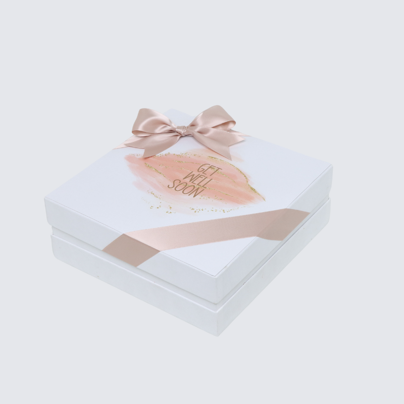 Get well soon stain taupe design 2-layer chocolate hard box