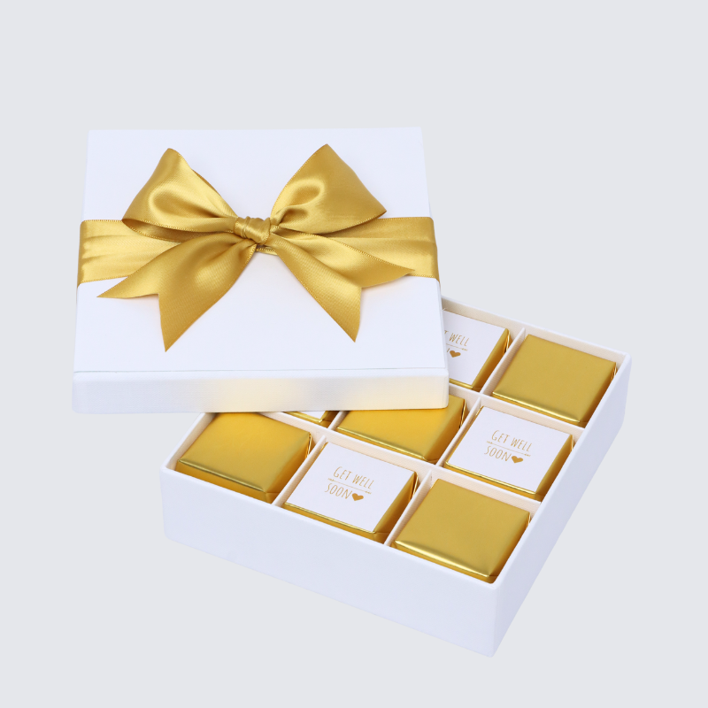 Get well soon gold designed 9-piece chocolate hard box