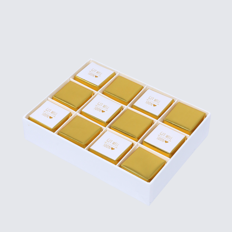 Get well soon gold designed 12P premium chocolate hard box