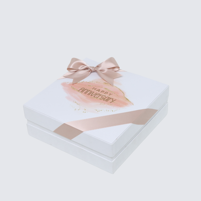 Happy Anniversary stained designed 2-layer chocolate hard box